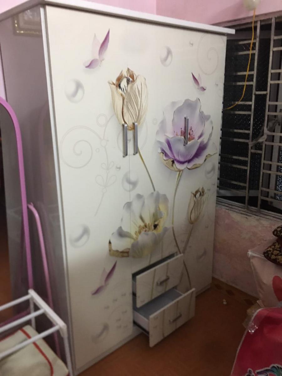 Tủ Quần Áo Nhựa 3 Cánh 3D- HOA TUYLIP